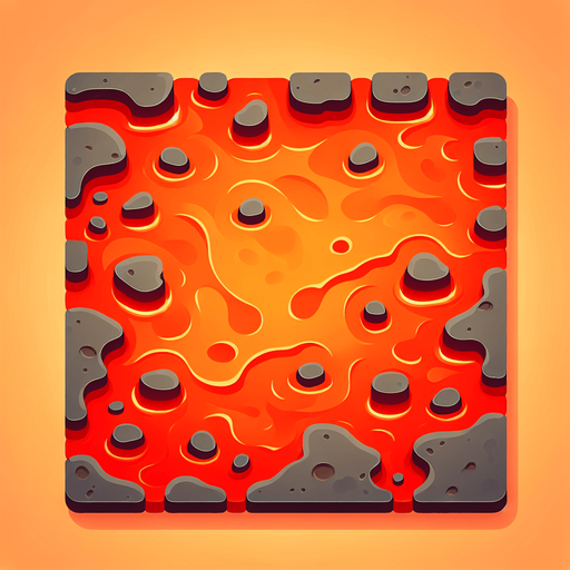 Лава мультяшная вид сверху плоская.
Single Game Texture. In-Game asset. Blank background. High contrast. No shadows.