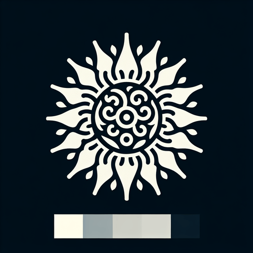 plain white intricate sun icon. black background