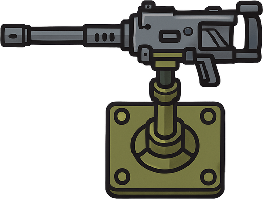 Üstten bakış yere sabitlenmiş silah.
In-Game asset.  2d.  High contrast.  No shadows