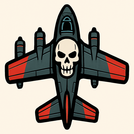 Üstten görünümlü ölümcül bir uçak yarat.
In-Game asset.  2d.  High contrast.  No shadows