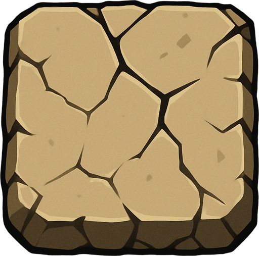 top down look square shaped rock.
In-Game asset.  2d.  High contrast.  No shadows