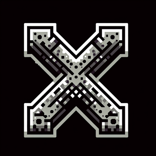 the letter x.
Single Game Texture. In-Game asset. 2d. Blank background. High contrast. No shadows.