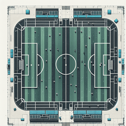 soccer field from the top.
Single Game Texture. In-Game asset. 2d. Blank background. High contrast. No shadows.