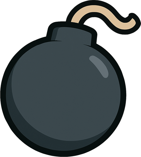 2D golgesiz bir bomba.
In-Game asset.  2d.  High contrast.  No shadows