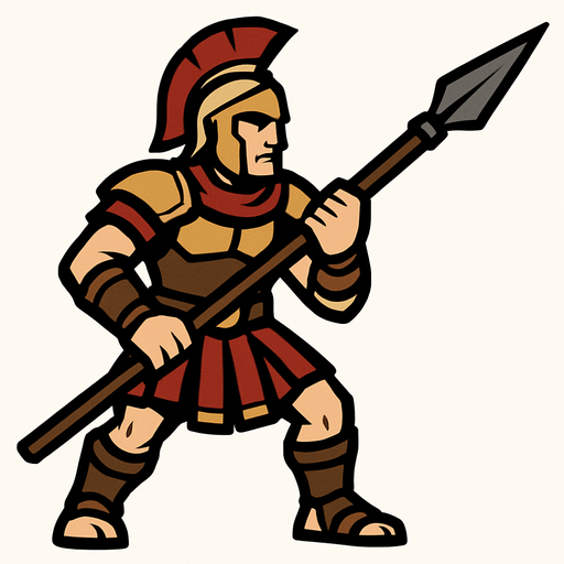 לוחם חנית.
In-Game asset.  2d.  High contrast.  No shadows