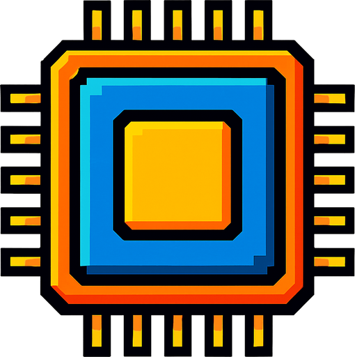 Computer chip.
In-Game asset.  2d.  High contrast.  No shadows