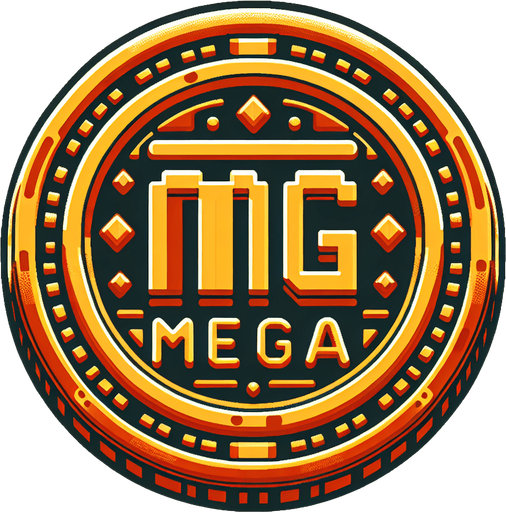 coin MG MEGA.
Single Game Texture.  In-Game asset.  2d.  Blank background.  High contrast.  No shadows