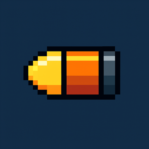 Una solo bala pixelar.
In-Game asset.  2d.  High contrast.  No shadows