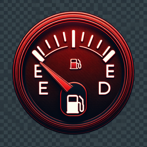 Red fuelindicator's gauge. Transparent image from front view.