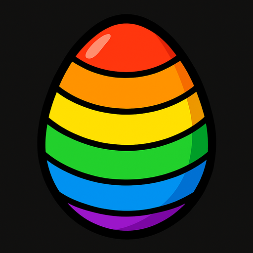 A Rainbow egg.
In-Game asset.  2d.  High contrast.  No shadows