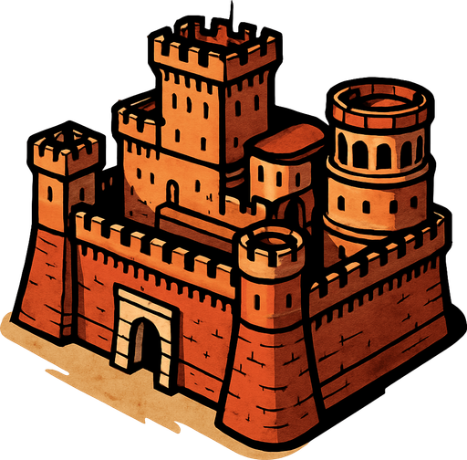 roma castle.
In-Game asset.  2d.  High contrast.  No shadows