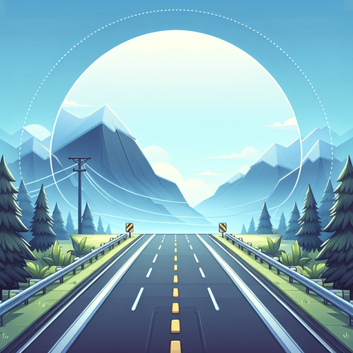 Beautiful road.
Single Game Texture. In-Game asset. 2d. Blank background. High contrast. No shadows.