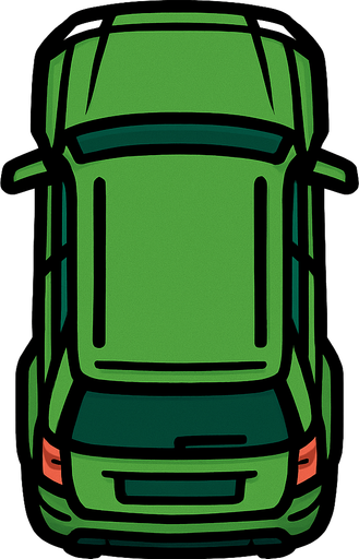 can you make a green top down view suv car.
In-Game asset.  2d.  High contrast.  No shadows