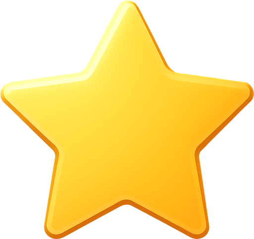 golden star icon, minimalistic, clean flat style, topdown perspective, no shadows, smooth edges, soft glow effect, transparent background.
In-Game asset.  2d.  High contrast.  No shadows
