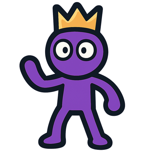 Purple stickman with a crown.
In-Game asset.  2d.  High contrast.  No shadows