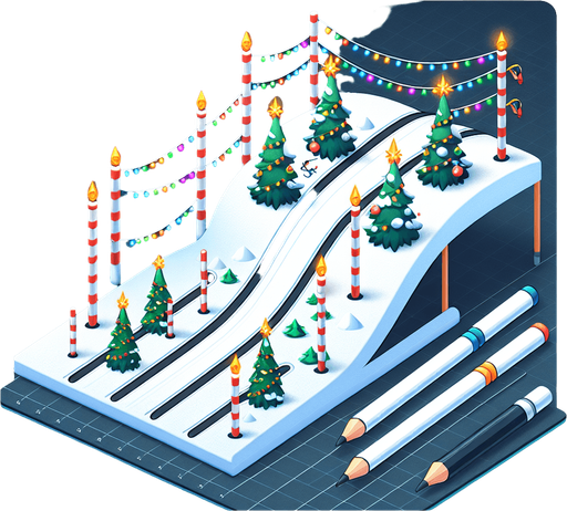 текст "Christmas slalom".
Single Game Texture. In-Game asset. 2d. Blank background. High contrast. No shadows.