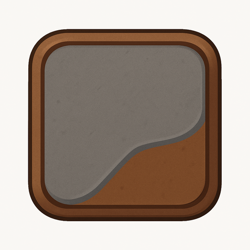Grey and brown square with tight round corners, shaded, hyper casual game. Single Game Texture. In-Game asset. 2d. Blank background. High contrast. No shadows.