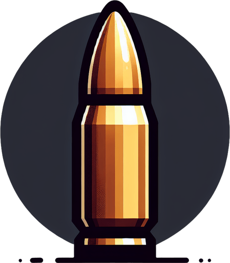 Bullet.
Single Game Texture.  In-Game asset.  2d.  Blank background.  High contrast.  No shadows
