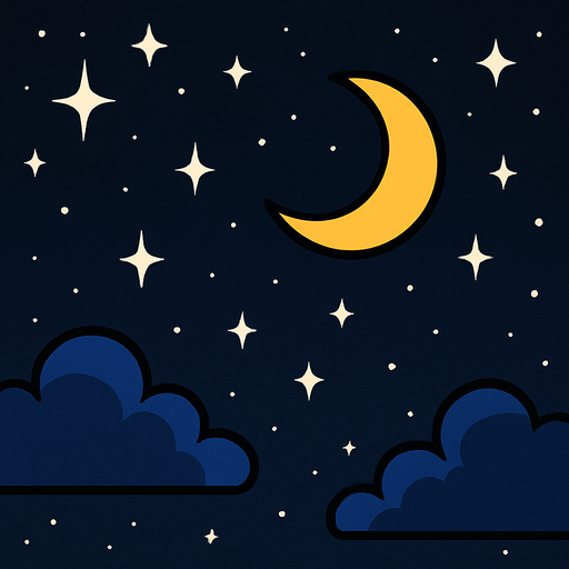 gece gökyüzü.
In-Game asset.  2d.  High contrast.  No shadows