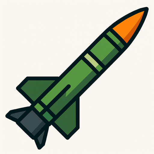 A surface-to-air (SAM) missile..
In-Game asset.  2d.  High contrast.  No shadows