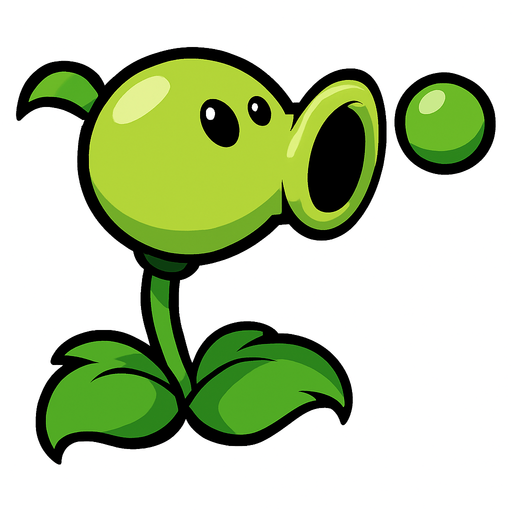 Lanza guisantes de pvsz.
In-Game asset.  2d.  High contrast.  No shadows