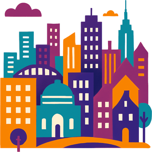 City.
In-Game asset.  2d.  High contrast.  No shadows