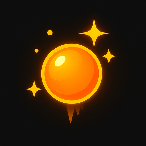 "Küçük boyutlu, parlak turuncu renkte, yuvarlak bir 'Orb' (enerji küresi) asseti oluştur. Bu orb, oyuncu tarafından toplandığında skor artışına neden olmalı ve hafif bir toplama efekti (parlama, yok olma animasyonu) göstermeli..
In-Game asset.  2d.  High contrast.  No shadows