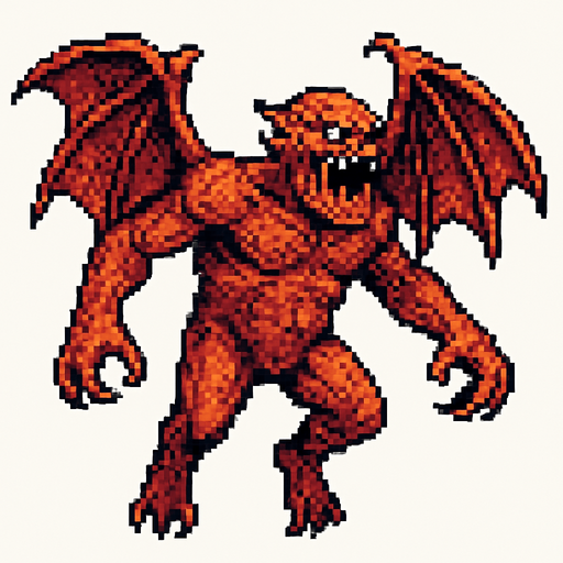 monster giant with wings, flying , pixel art, no background. In-Game asset. 2d. High contrast. No shadows.
In-Game asset.  2d.  High contrast.  No shadows