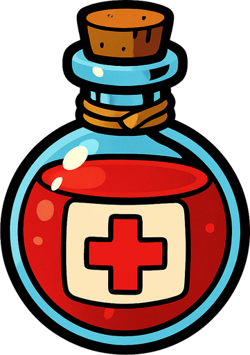 Draw a health elixir..
In-Game asset.  2d.  High contrast.  No shadows