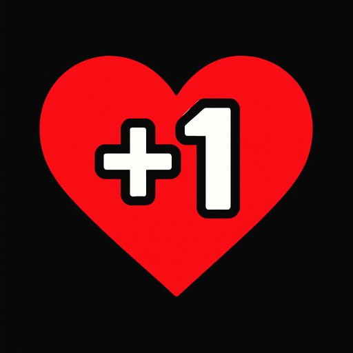1+ up heart icon.
In-Game asset.  2d.  High contrast.  No shadows
