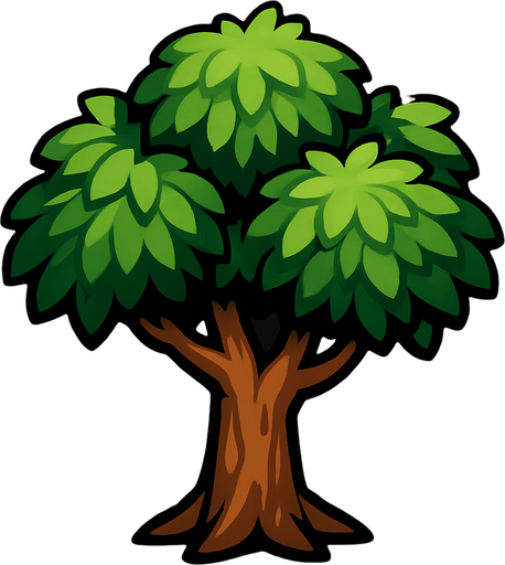 ağacın üst kısmı yapraklı 2d.
In-Game asset.  2d.  High contrast.  No shadows