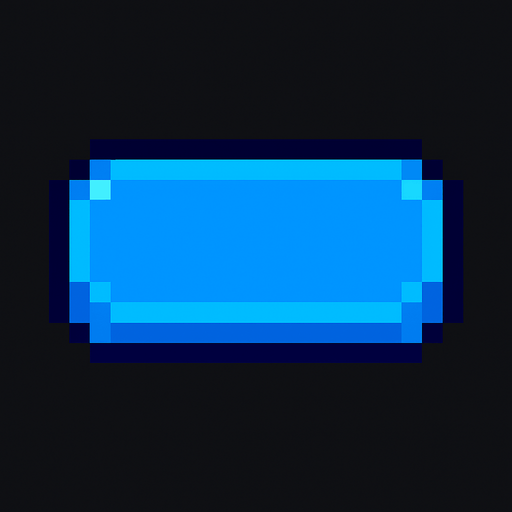 boton azul de pixeles.
In-Game asset.  2d.  High contrast.  No shadows