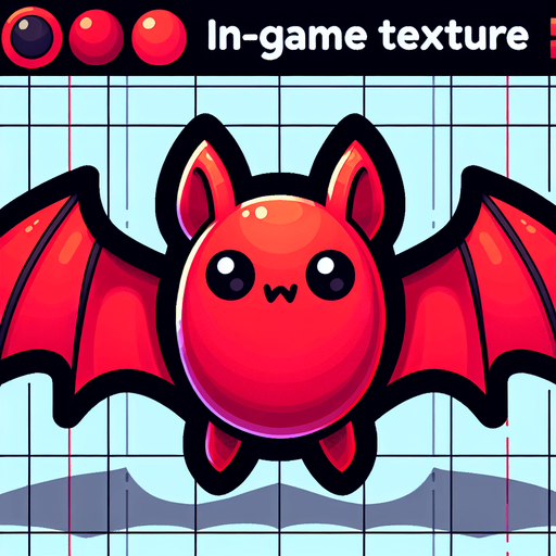 red bat.
Single Game Texture. In-Game asset. 2d. Blank background. High contrast. No shadows.
