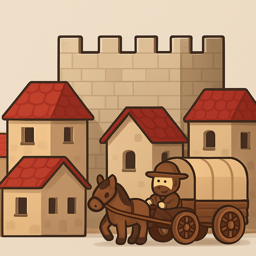 evleri artır şehirimsi kale görünümü ve asker ve silah yerine at arabalı tuccar olmalı