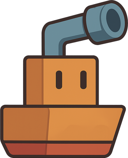 a cannon robot. No background. Transparent background. Blank background. No shadows. 2d. In-Game asset. flat