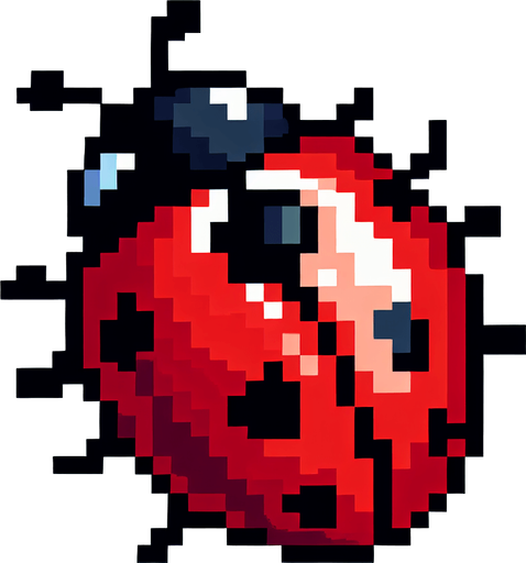 pixelart of a ladybug.
White background, high contrast, shadowless.