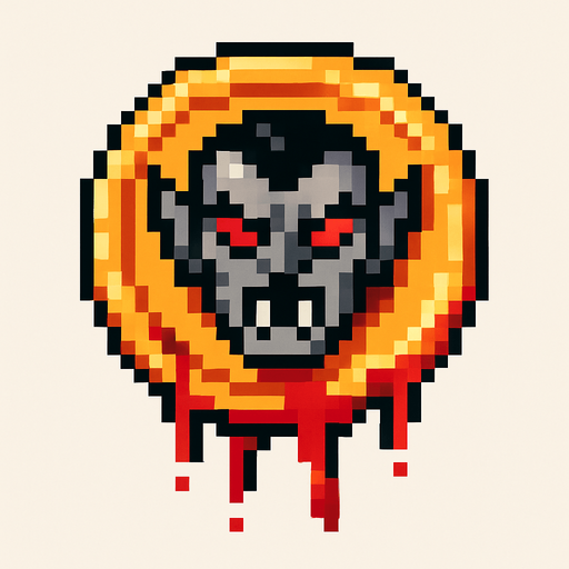 vampire blody coin pixel.
In-Game asset.  2d.  High contrast.  No shadows