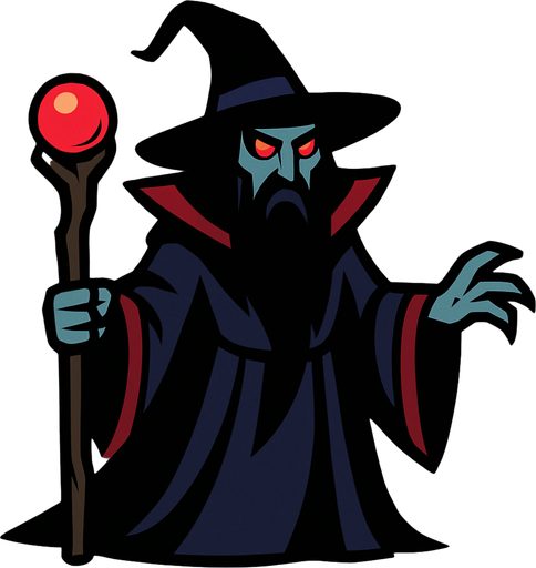 קוסם אפל מהאגדות.
In-Game asset.  2d.  High contrast.  No shadows