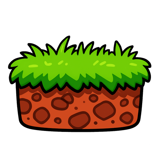platform with grass.
In-Game asset.  2d.  High contrast.  No shadows
