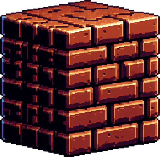 brick, brown color, pixel style.
Single Game Texture.  In-Game asset.  2d.  Blank background.  High contrast.  No shadows