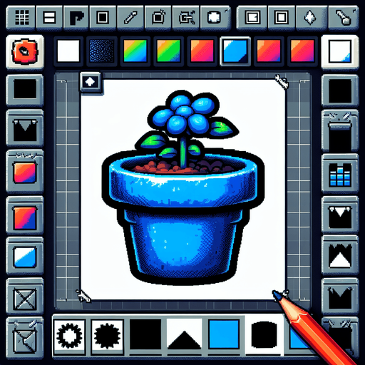 blue flower pot.
Single Game Texture.  In-Game asset.  2d.  Blank background.  High contrast.  No shadows
