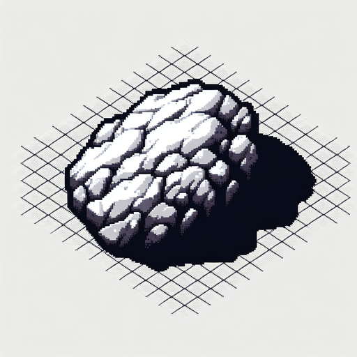 top down view of pixel art rock.
Single Game Texture.  In-Game asset.  2d.  Blank background.  High contrast.  No shadows