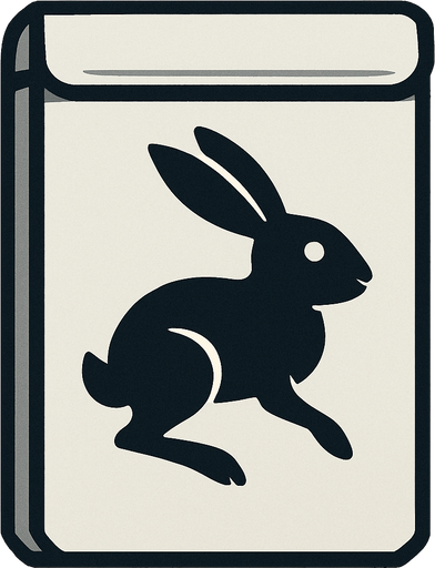 Light gray card packet with a hare in the center.
In-Game asset.  2d.  High contrast.  No shadows