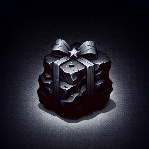 eerie christmas inspired lump of coal with a resident evil style.
Single Game Texture. In-Game asset. 2d. Blank background. High contrast. No shadows.