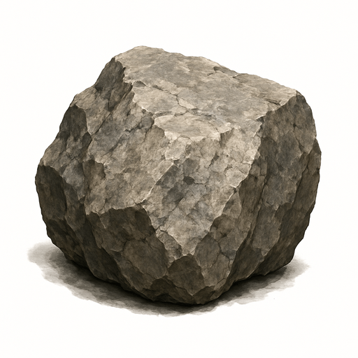 una roca ultra realista.
In-Game asset.  2d.  High contrast.  No shadows