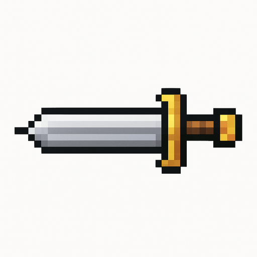 espada de pixeles orizontal.
In-Game asset.  2d.  High contrast.  No shadows