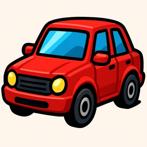 Red car.
In-Game asset.  2d.  High contrast.  No shadows