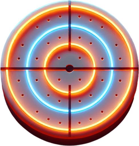 Air hockey disk with neon orange lights. top view.
Single Game Texture. In-Game asset. 2d. Blank background. High contrast. No shadows.