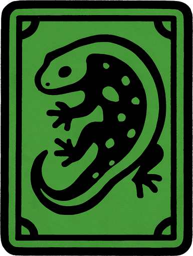 Green card packet with a Salamander in the center.
In-Game asset.  2d.  High contrast.  No shadows
