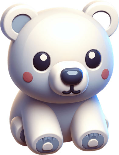 a cute polar bear cub. plastic style. Single Game Texture. In-Game asset. 2d. Blank background. High contrast. No shadows.